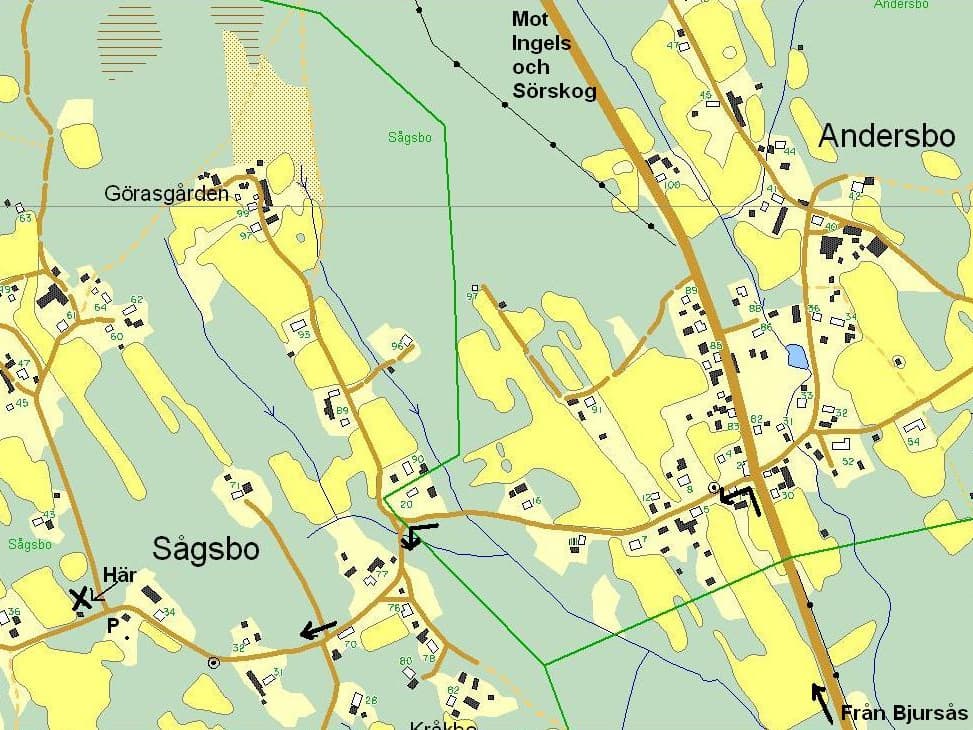 Vägbeskrivning till Sågsbo.